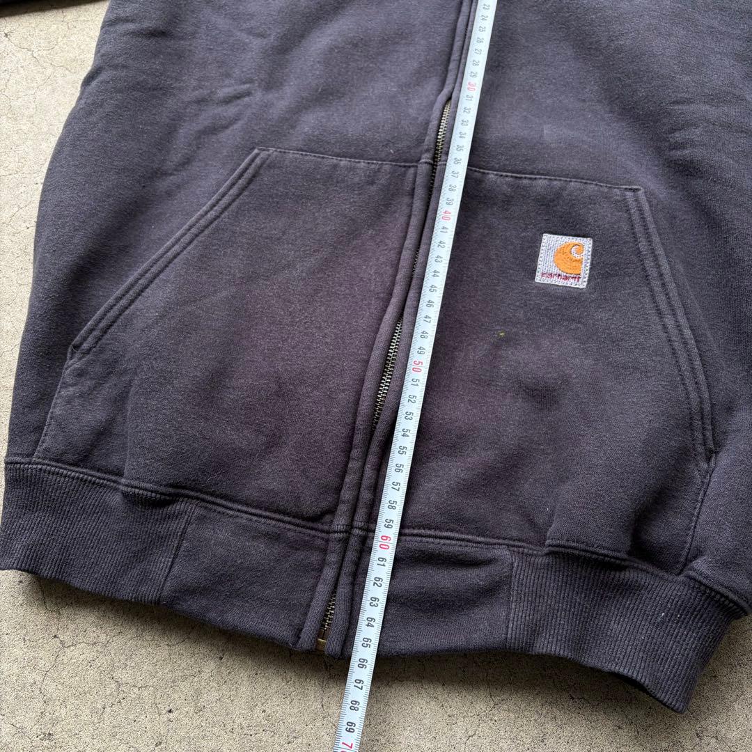希少 Carhartt ジップアップ パーカー フーディー 短丈 刺繍タグ