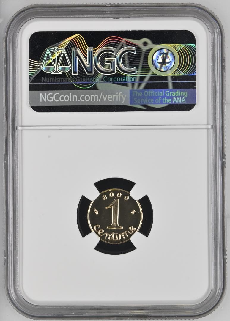 金貨】フランス 2000年 麦穂1サンチーム金貨 NGC MS68DPL JCC
