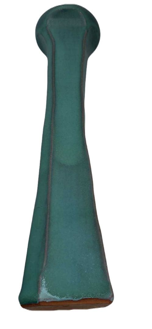 清水悠三 秀逸作 緑釉面取花瓶共箱（師）楠部彌 弌⑥