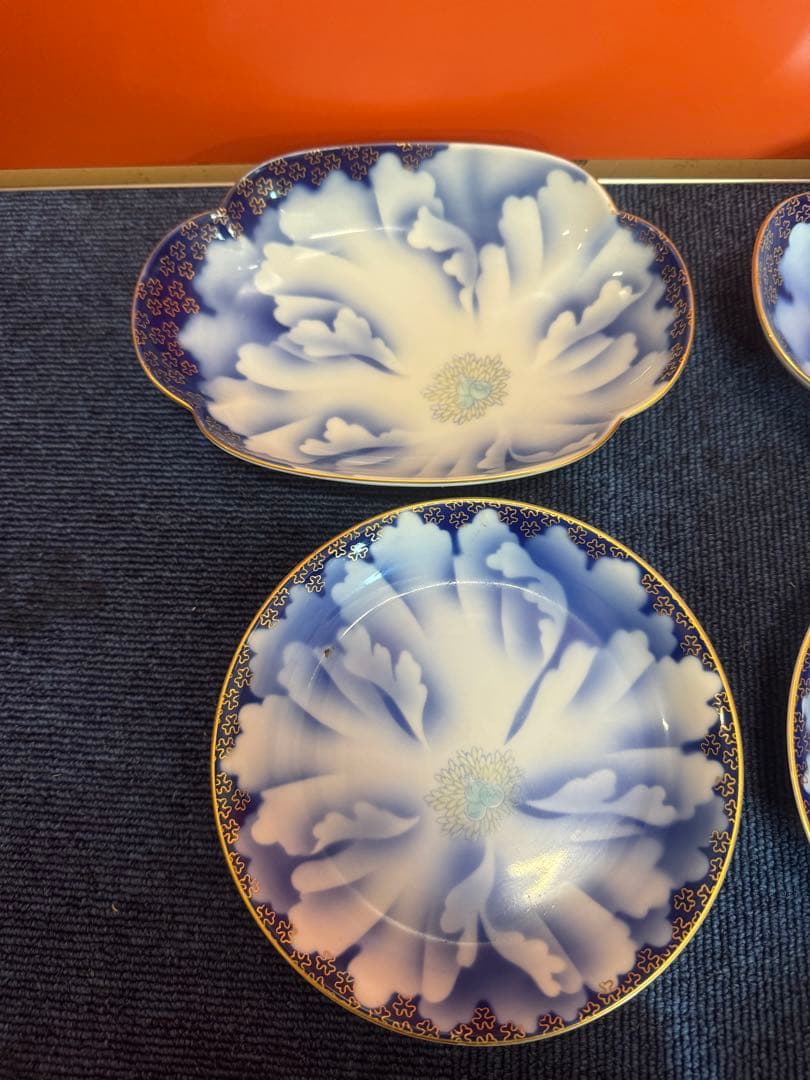 1897深川製磁 牡丹金ミル 中皿2客 丸皿2客 小皿4客 金彩 未使用の通販
