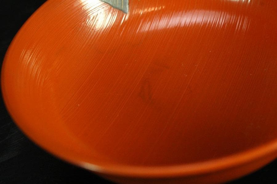 京都 象彦 造 群蝶蒔絵 朱刷毛目 小吸物椀 五客 共箱 美品(K-XA804