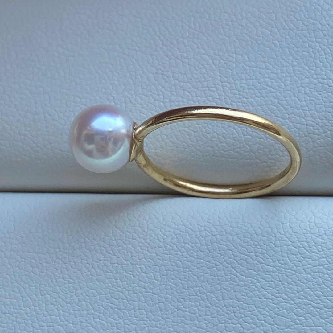 1938 美品❣️K18 天女級テリあこや真珠7.9mm リング　サイズ10.5