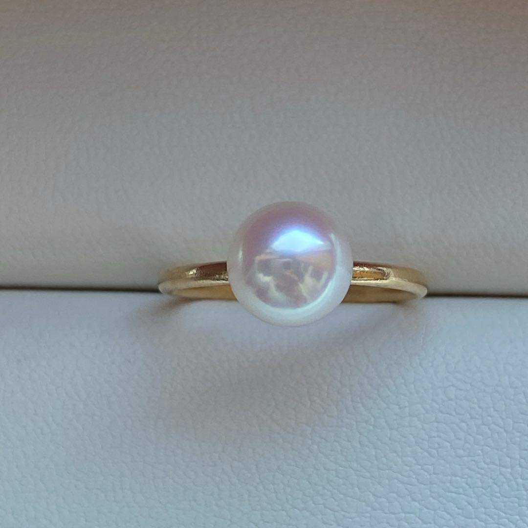 1938 美品❣️K18 天女級テリあこや真珠7.9mm リング　サイズ10.5