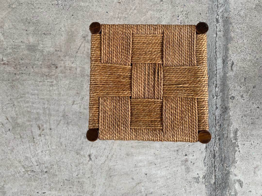 アンティーク ラッシュ スツール 縄編み チェア 民芸家具 椅子 No.6