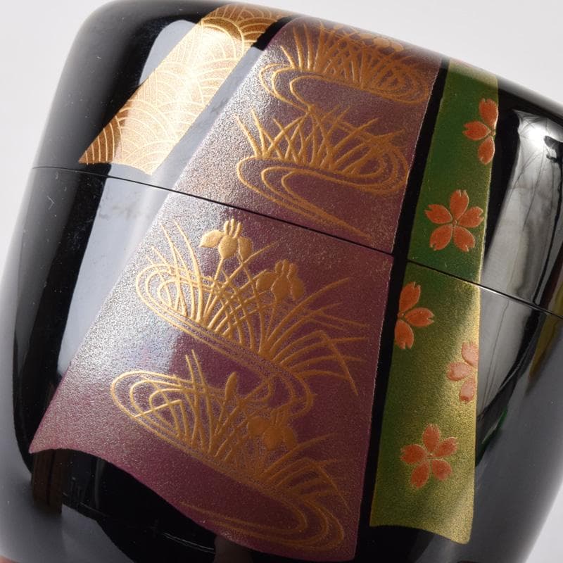 茶道具 山中塗 竹内幸斎作 熨斗蒔絵 大棗 共箱 V 7212