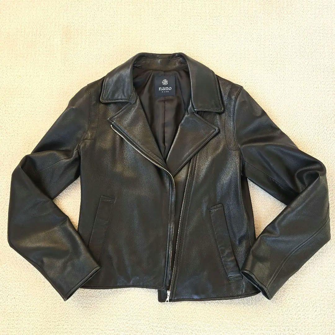 美品！ナノユニバース ラムレザー ダブルライダース ジャケット 38