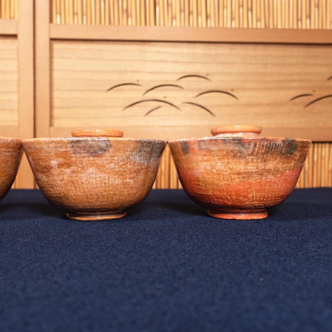 楽吉左衛門 覚々斎好 赤 蓋茶碗 蓋碗 向付 5客 共箱