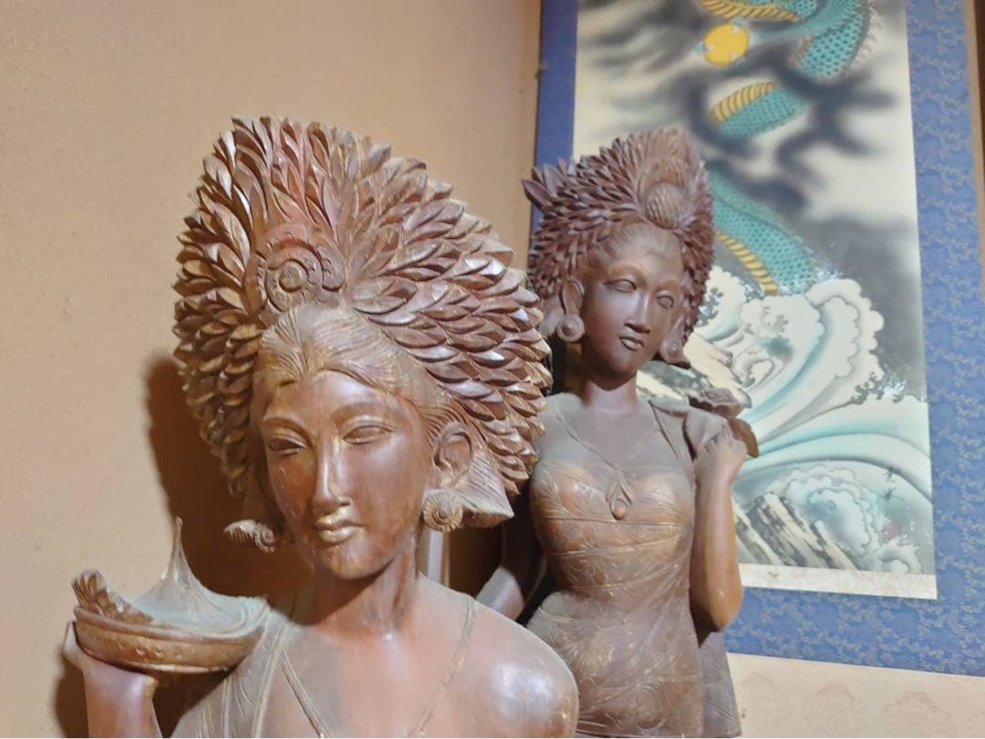 2体 インドネシア バリ島 木彫り人形（特大）