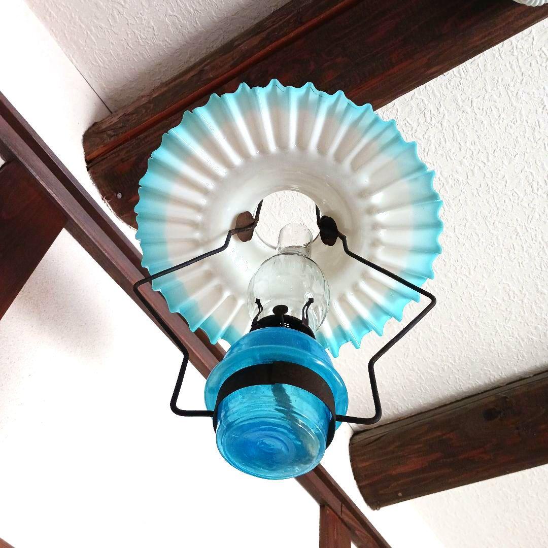 アンティーク吊りオイルランプ スカイブルー - メルカリ