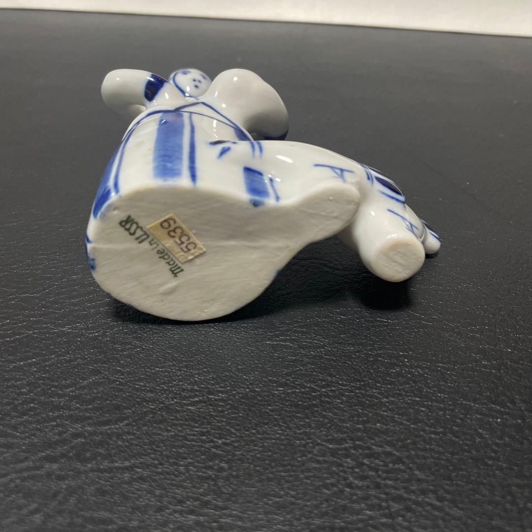 希少】旧ソ連製 Gzhel グジェリ 陶磁器人Made in USSR ラベル