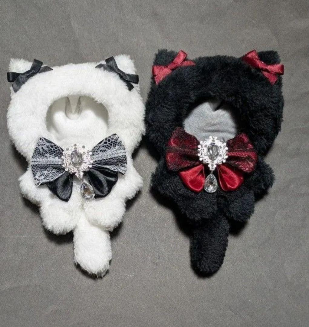 b.200 ぬい服 12cm ちびぐるみ 着ぐるみ おすわり 白猫セット b.54 ぬい服