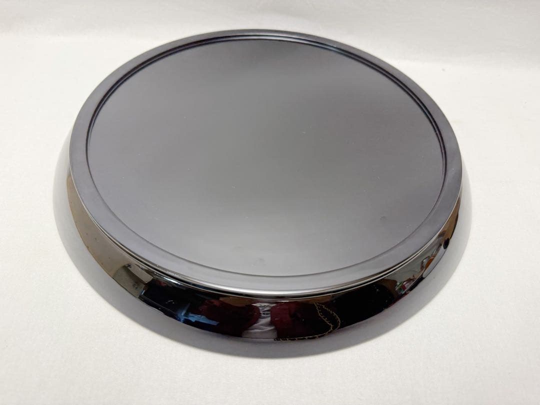 ほぼ未使用 茶道具 木製黒塗 螺鈿細工 青貝 八卦盆 元箱