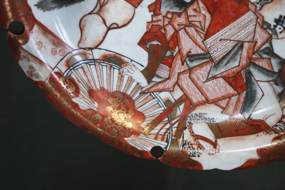 幕末〜明治初期　武士紋赤絵菓子皿　木箱付　送料込み0726