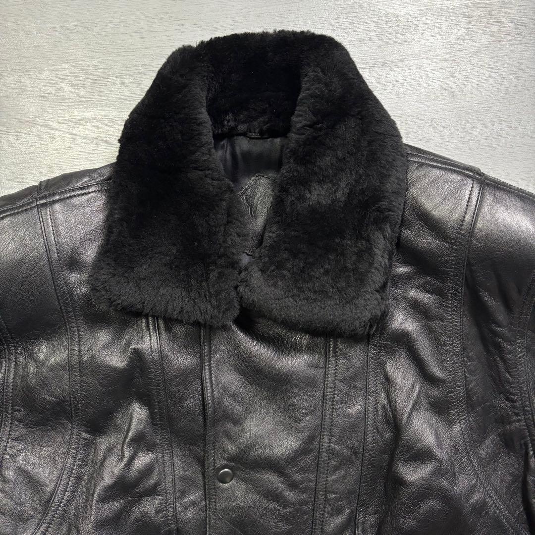 vintage A-2 レザージャケット 襟ボア着脱可能 本革 短丈 黒 M