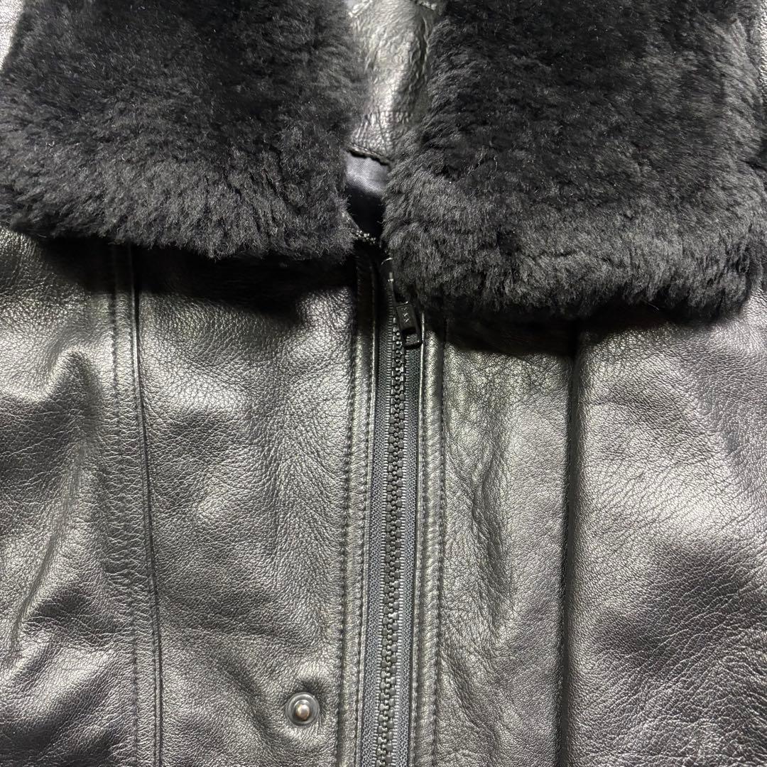 vintage A-2 レザージャケット 襟ボア着脱可能 本革 短丈 黒 M