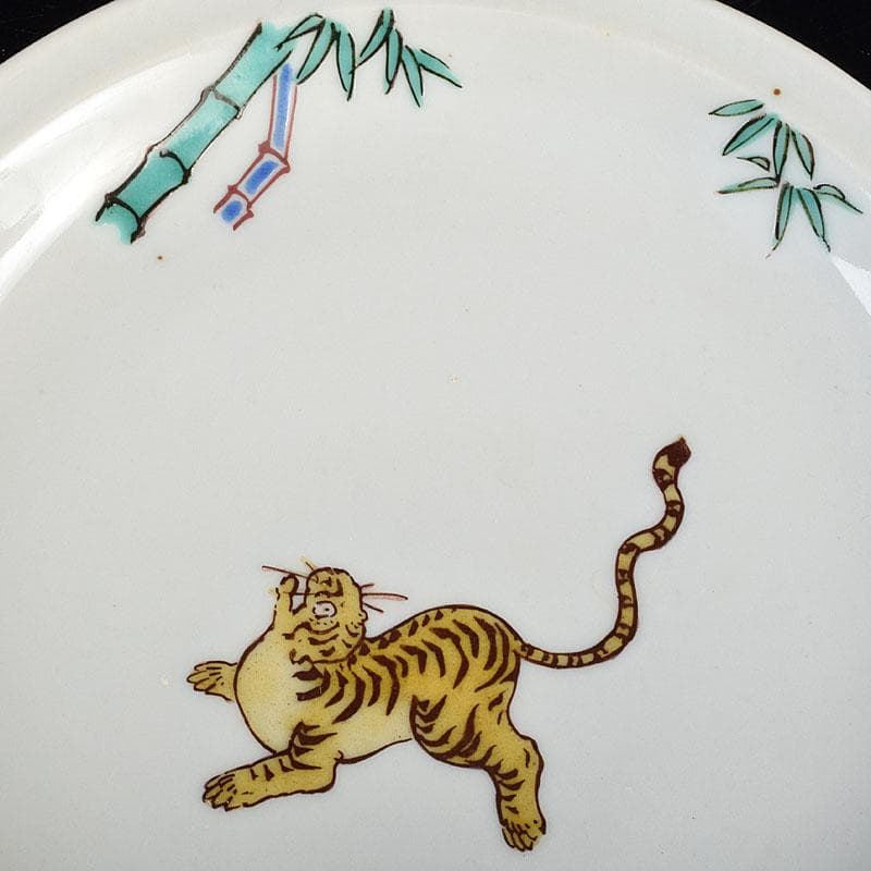 九谷焼 初代徳田八十吉造 古九谷写 絵変中皿 五客二組 共箱 F R9208B