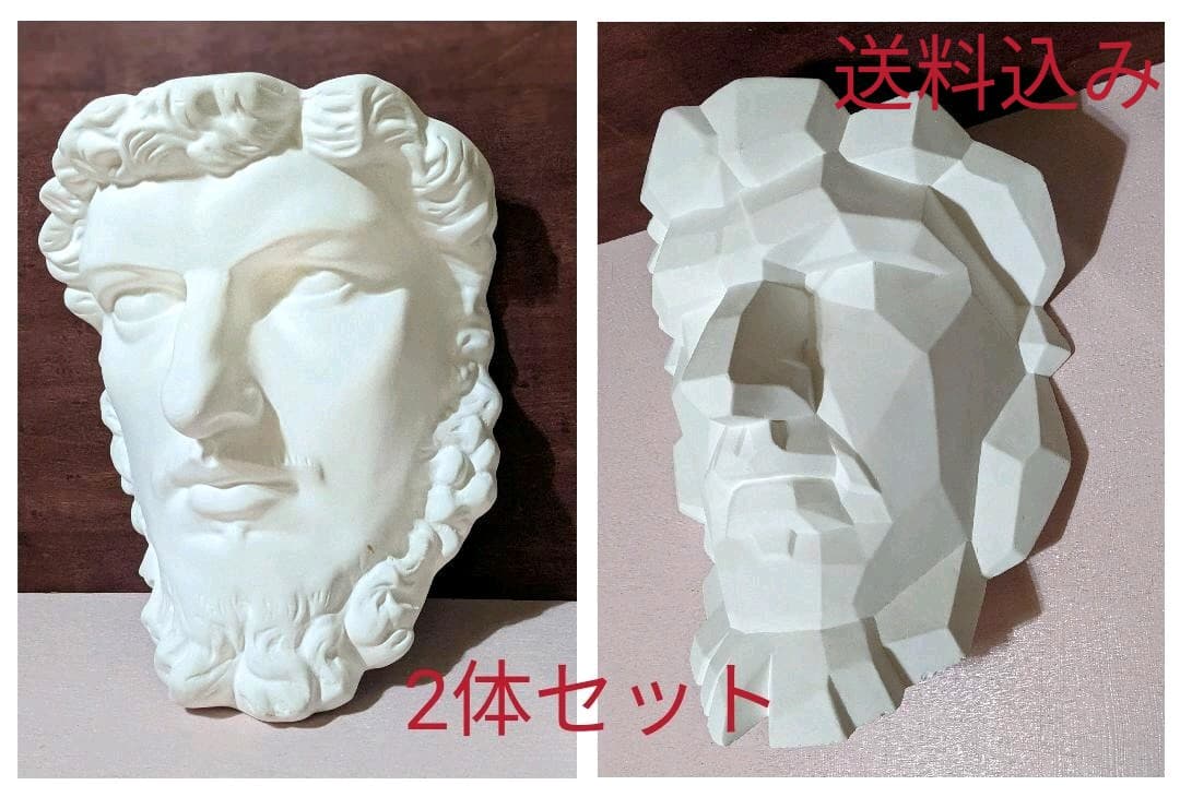 石膏像（ルキウス・ウェルス帝）② 半面 面取り 石膏像☆ルキウス