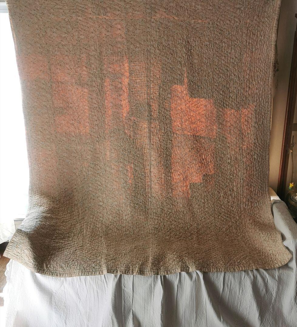 英国アンティーク ウェールズ/ダーラムキルト 肉厚ブティ風 ベージュ