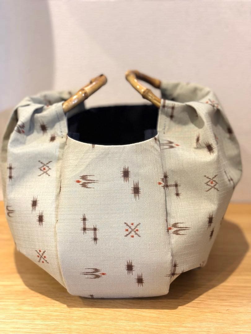 琉球柄　沖縄絣柄　モスグレー　和装バック・着物バック　入学卒業結婚式七五三振袖