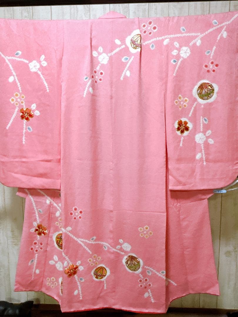 豪華逸品♡七五三　総刺繍　絞り　正絹　女の子　フルセット　一式　ピンク　髪飾り