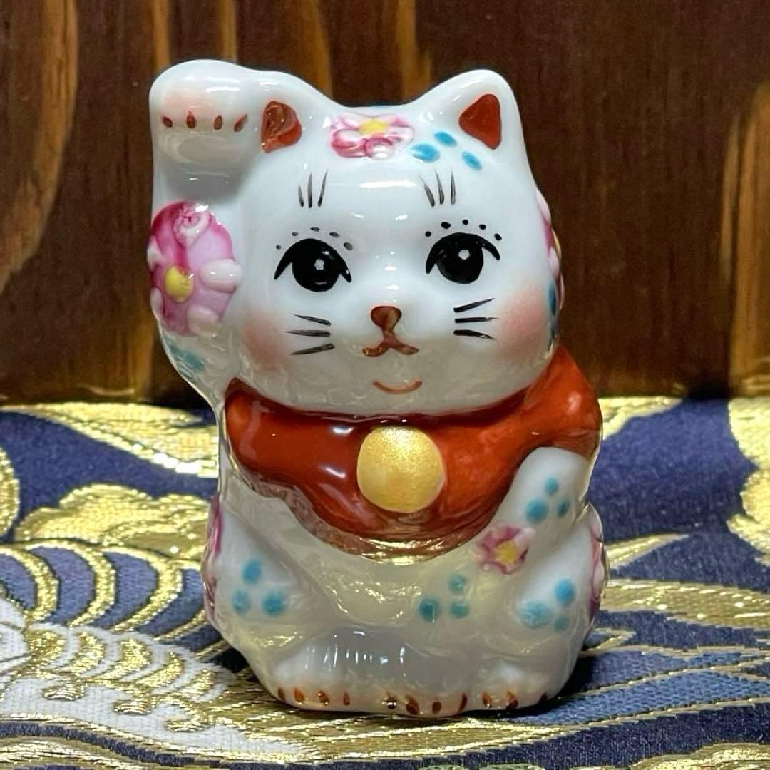 願いが叶う 九谷焼】手描きの招き猫 1.5号 作家:下野邦子 右手 恋愛運
