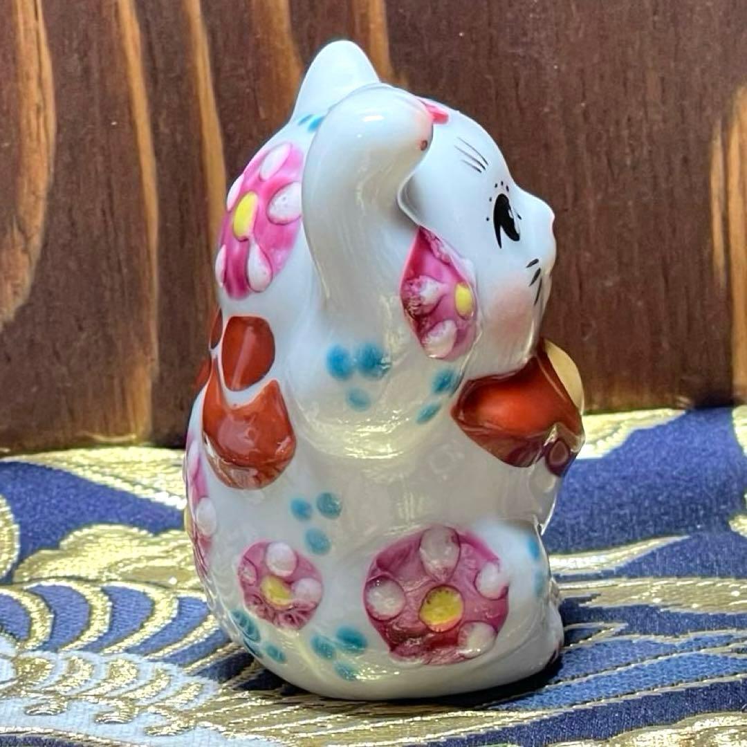 願いが叶う 九谷焼】手描きの招き猫 1.5号 作家:下野邦子 右手 恋愛運