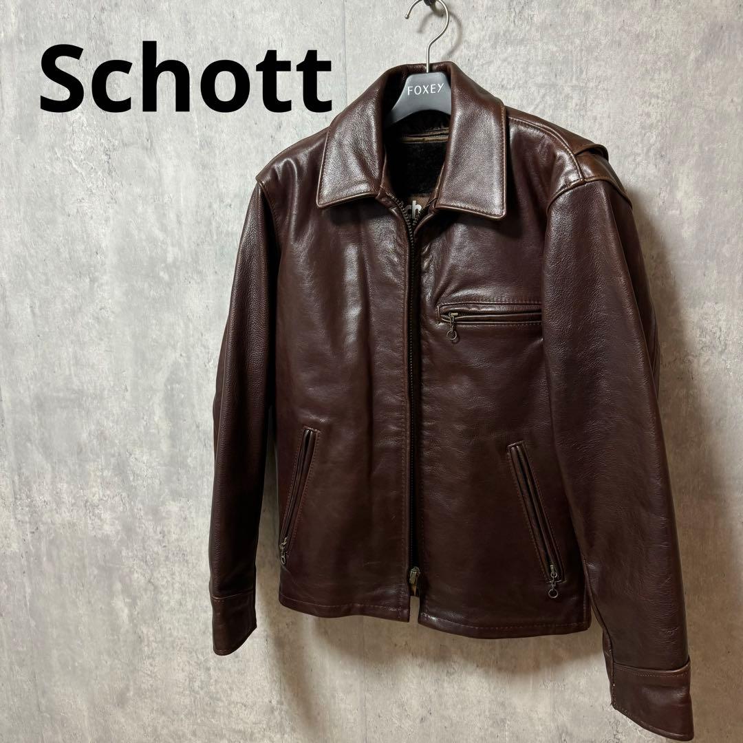 Schott ショット レザーシングルライダースジャケット 36ライナー付き