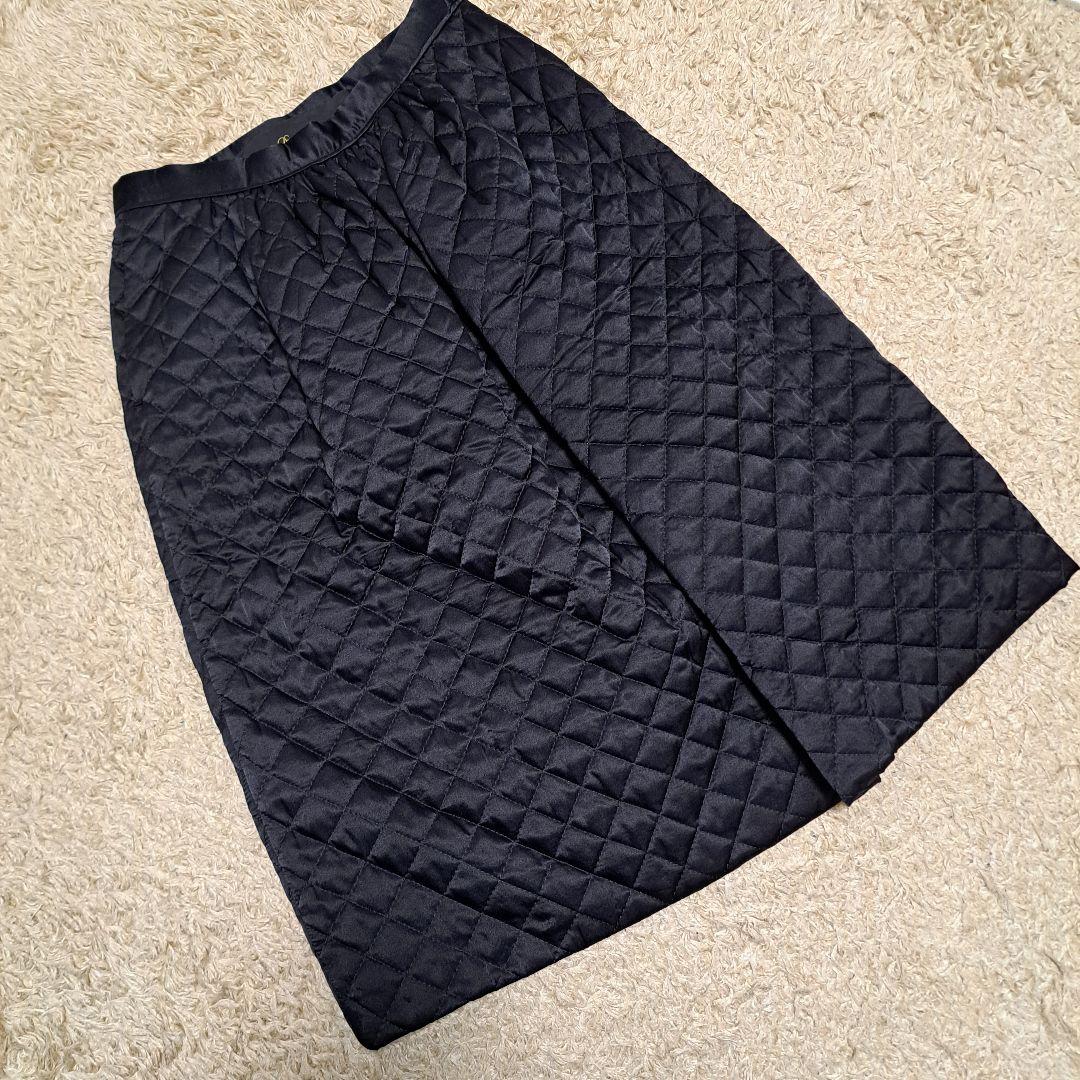 DRAWER　ドゥロワー　キルティング　スカート　黒　ブラック