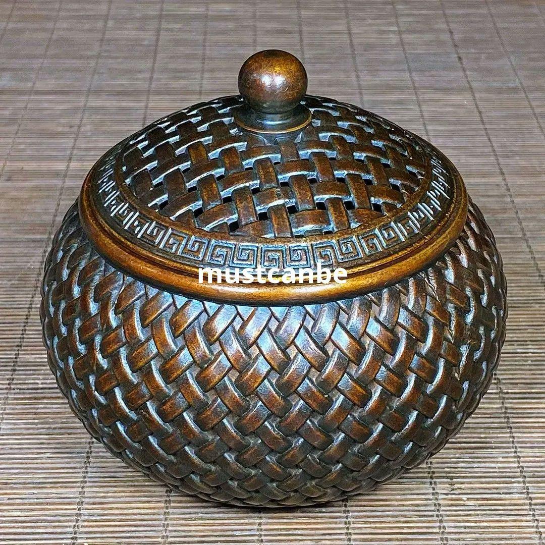 銅製 香炉 網蓋格子薫香炉 茶道香炉 装飾品 工芸品 置物