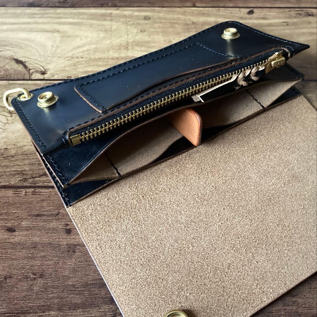 MARYAMホースバット トラッカーウォレット180（ロング）3層 茶芯ブラック