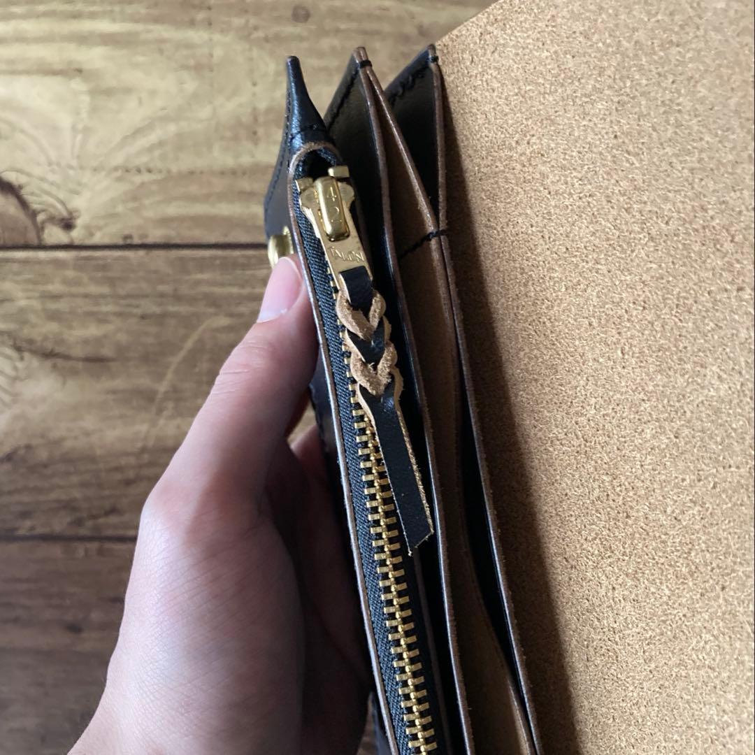 MARYAMホースバット トラッカーウォレット180（ロング）3層 茶芯ブラック