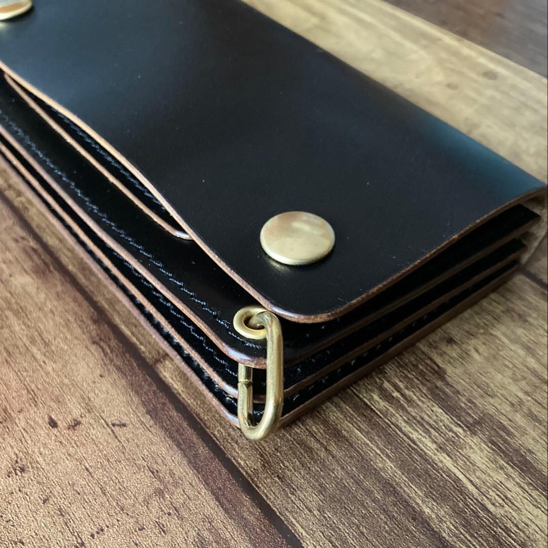 MARYAMホースバット トラッカーウォレット180（ロング）3層 茶芯ブラック