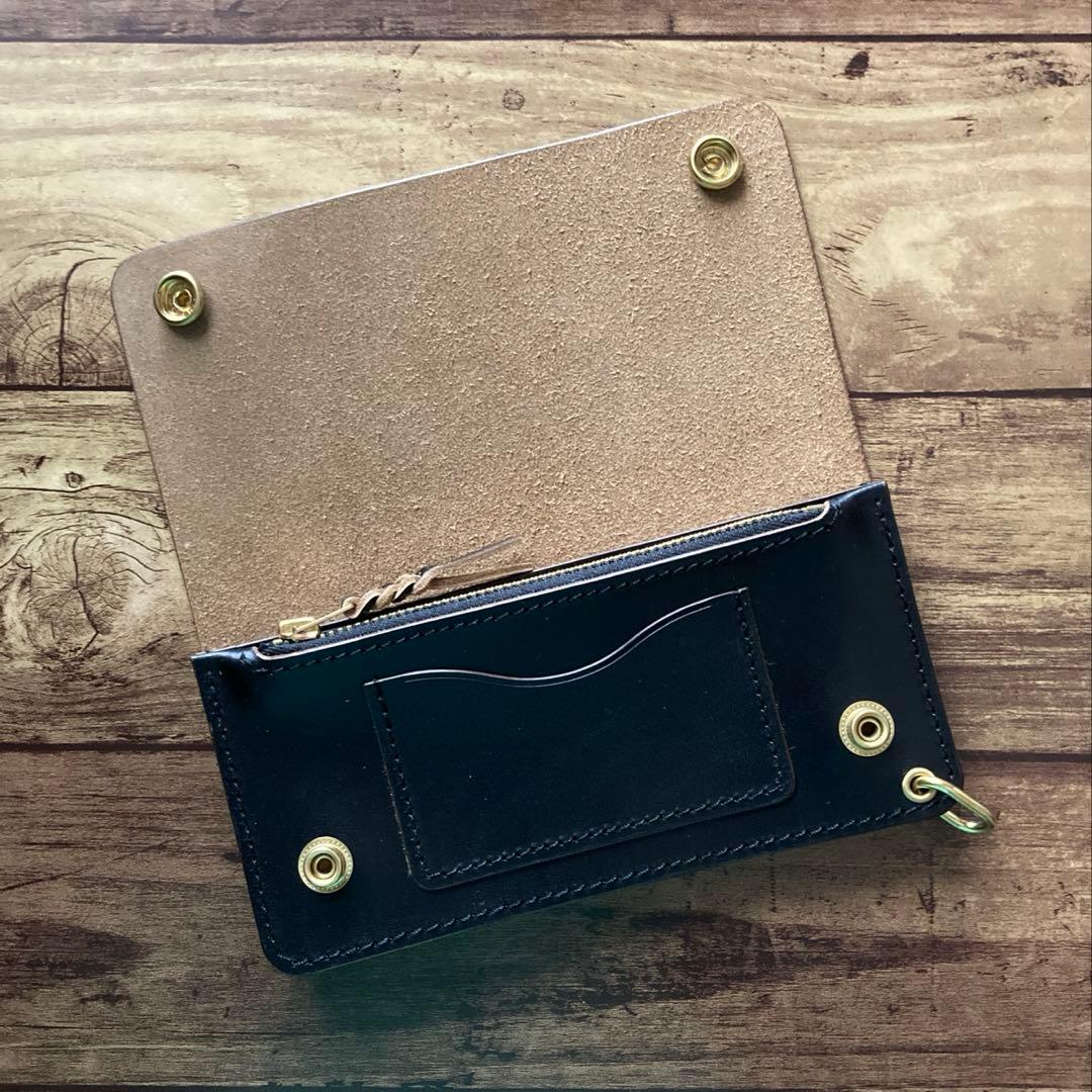 MARYAMホースバット トラッカーウォレット180（ロング）3層 茶芯ブラック