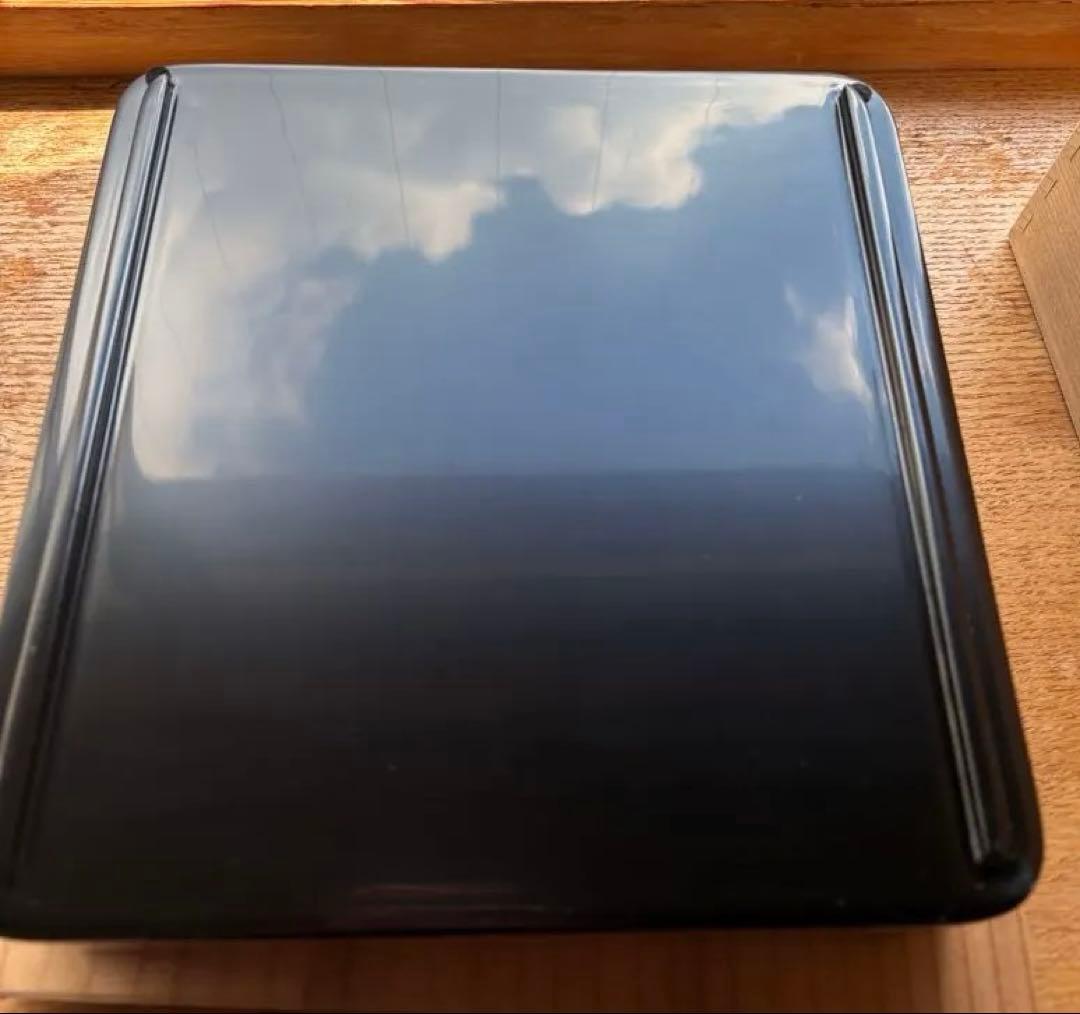 越前塗　重箱 初音　玉峰造　黒地3段　木箱入