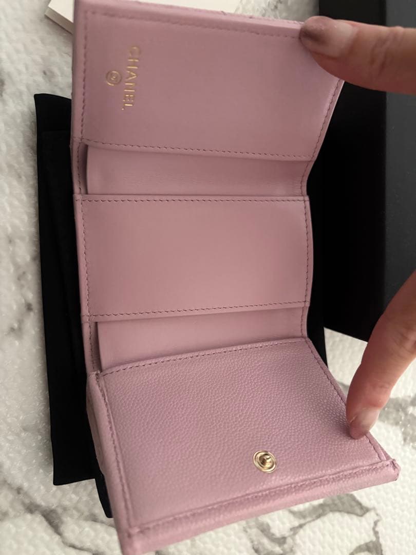 CHANEL キルティング 三つ折り財布 ピンク