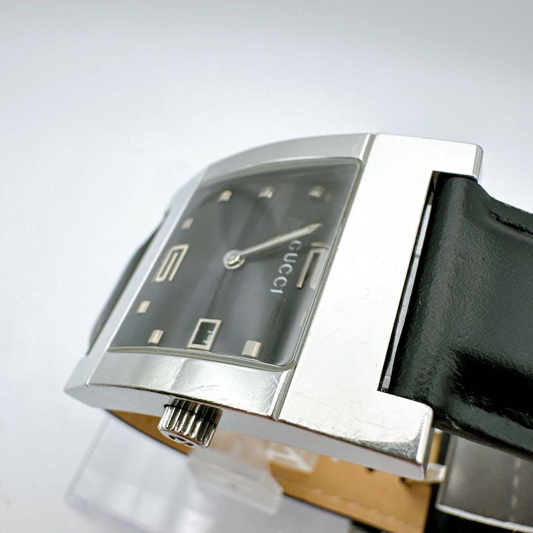 美品 稼動品 GUCCI グッチ メンズ腕時計 スクエア 黒字盤 7700M