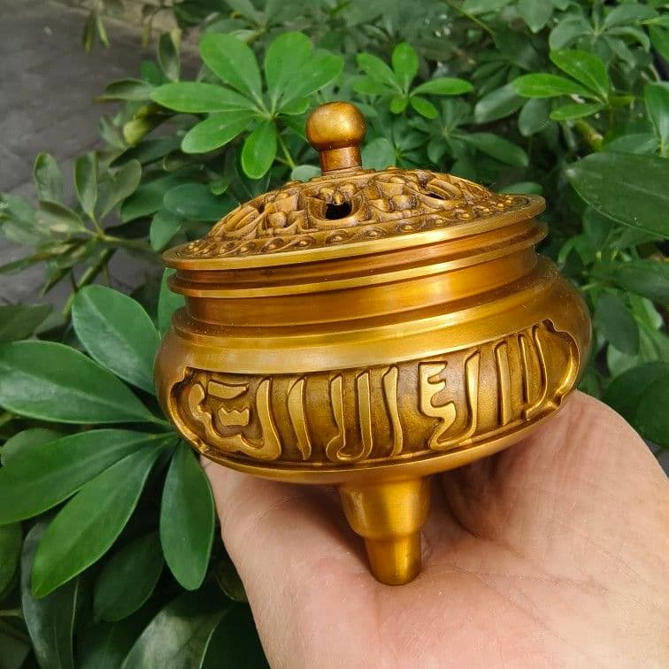 銅製 回紋香炉 檀香炉 盤香炉 茶道香炉 装飾品 工芸品 置物