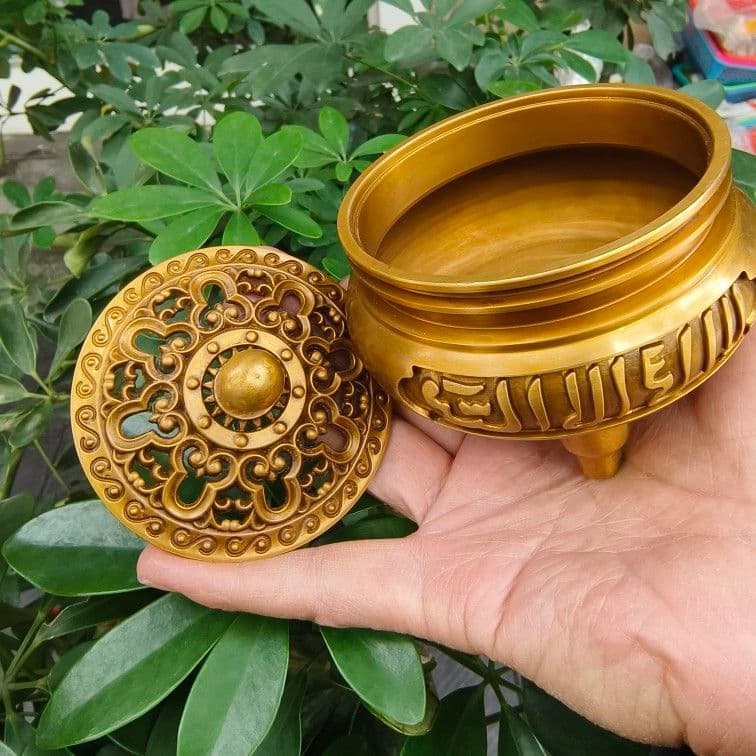 銅製 回紋香炉 檀香炉 盤香炉 茶道香炉 装飾品 工芸品 置物