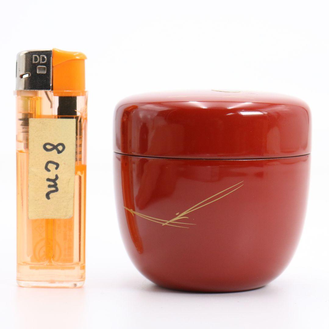 雲斎作 松蒔絵 棗 朱塗 茶道具 共箱 V879 N6