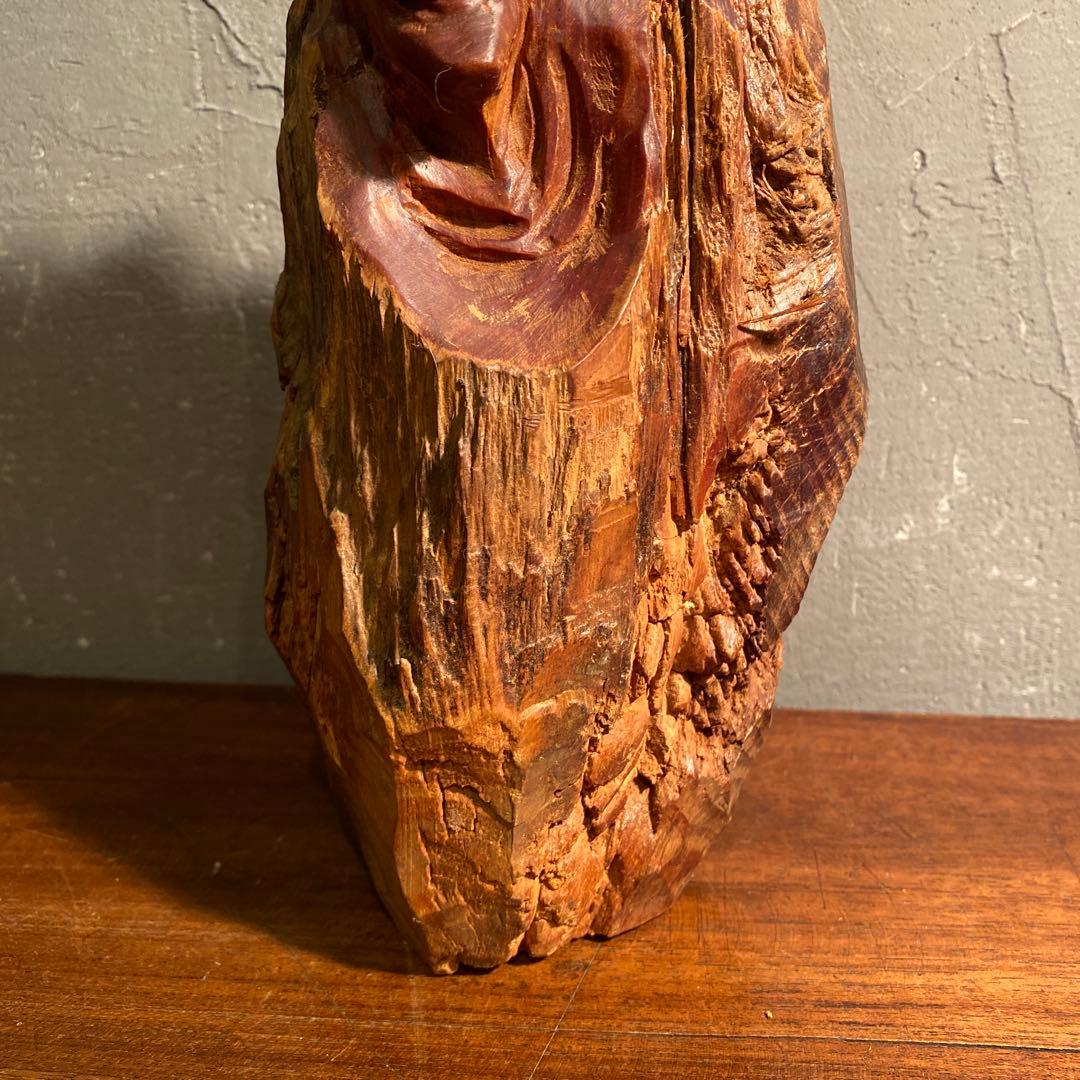 天然木 一刀彫り 木彫置物 オブジェ 伝統工芸 骨董品 時代物 達磨