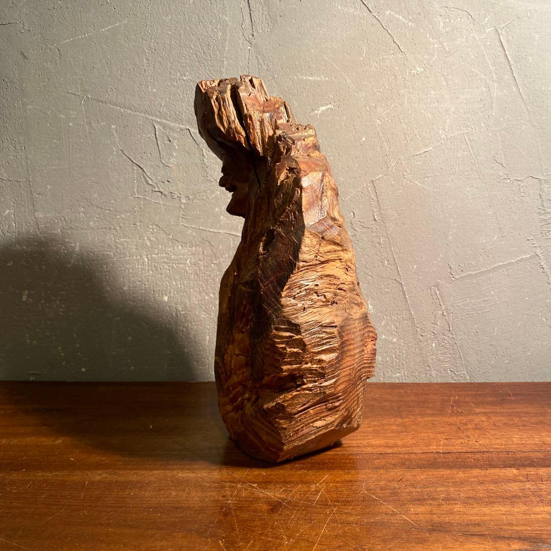 天然木 一刀彫り 木彫置物 オブジェ 伝統工芸 骨董品 時代物 達磨
