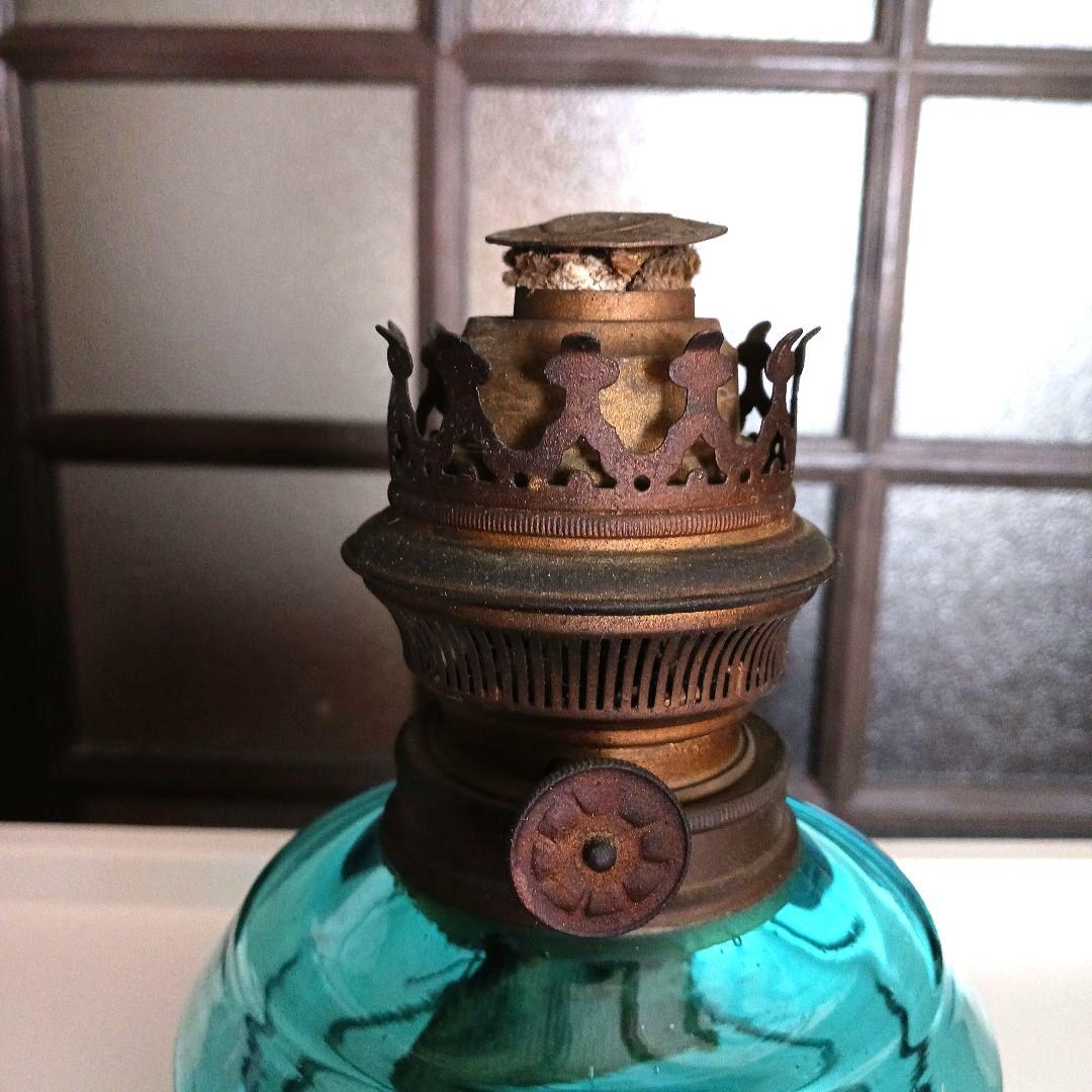 アンティーク吊りオイルランプ ターコイズブルー - メルカリ