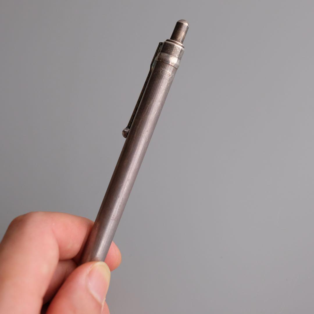 1970年 イタリア製925純銀製ノック式ボールペン、PERTEGAZ ペン軸 レトロ