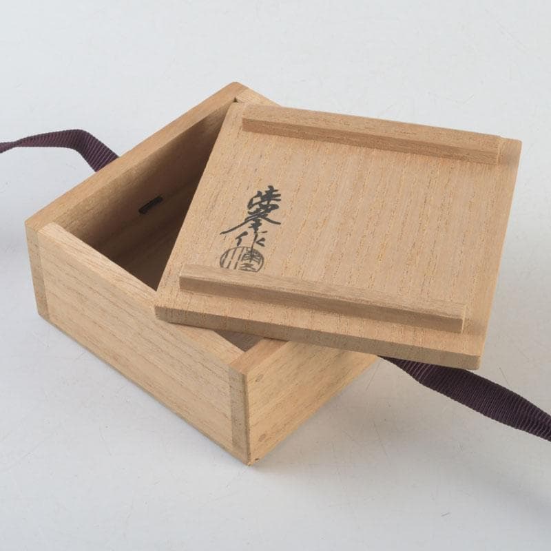 茶道具　山中塗師　新谷清　漆峰作　遠山蒔絵　錫縁　香合　共箱　V　9253