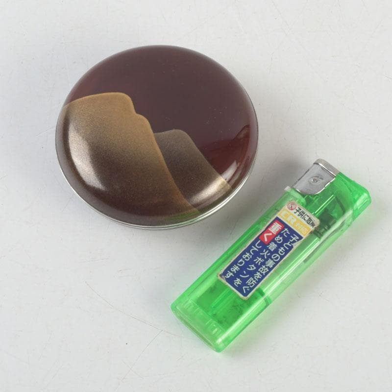 茶道具 山中塗師 新谷清 漆峰作 遠山蒔絵 錫縁 香合 共箱 V 9253