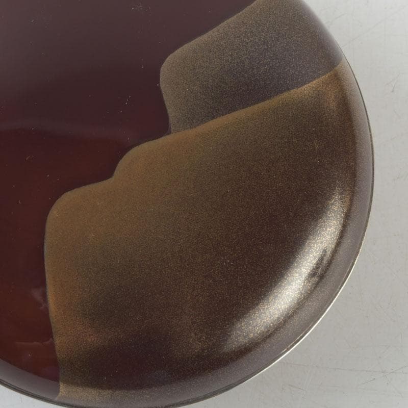 茶道具 山中塗師 新谷清 漆峰作 遠山蒔絵 錫縁 香合 共箱 V 9253