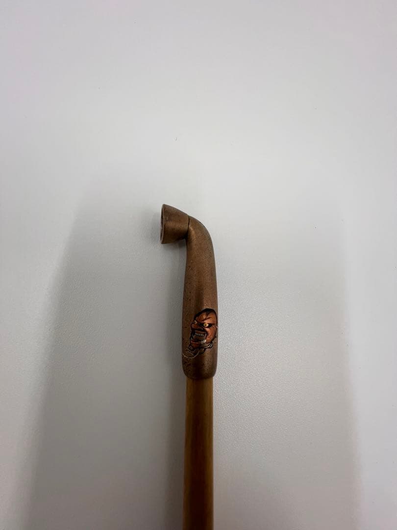 明治〜大正期 人物彫金刻印有 キセル一式 煙管 竹胴 皮袋・筒