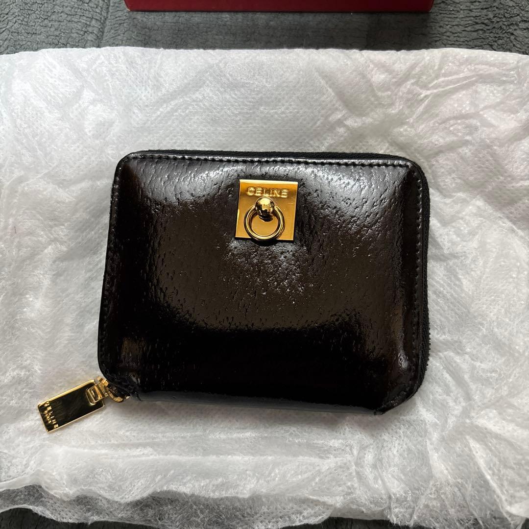 セリーヌ ケース SHEFFIELD 黒・茶×ゴールド金具