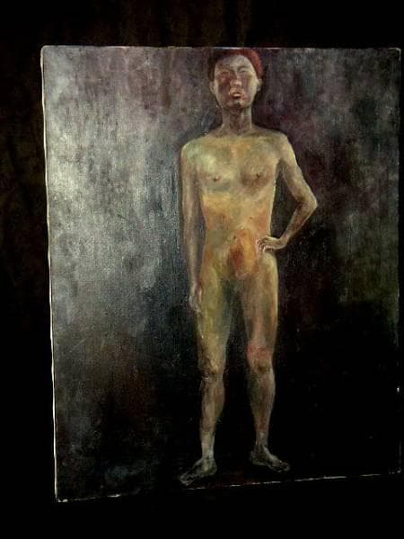 ♥値下げ！　大きな 　油彩画　Ｆ１５号　【人物】　油絵　アンティーク　レトロ