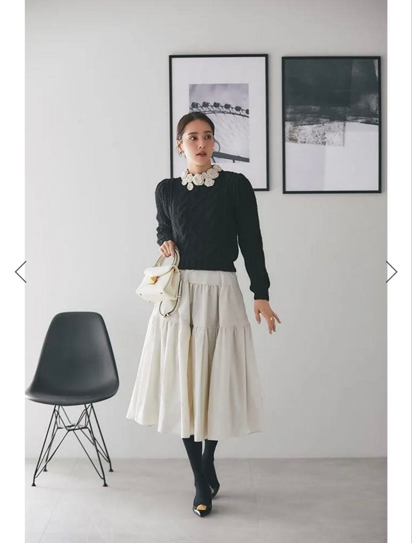 SEVEN TEN ソフトボーンタフタスカート　オフホワイト Sサイズ　美品